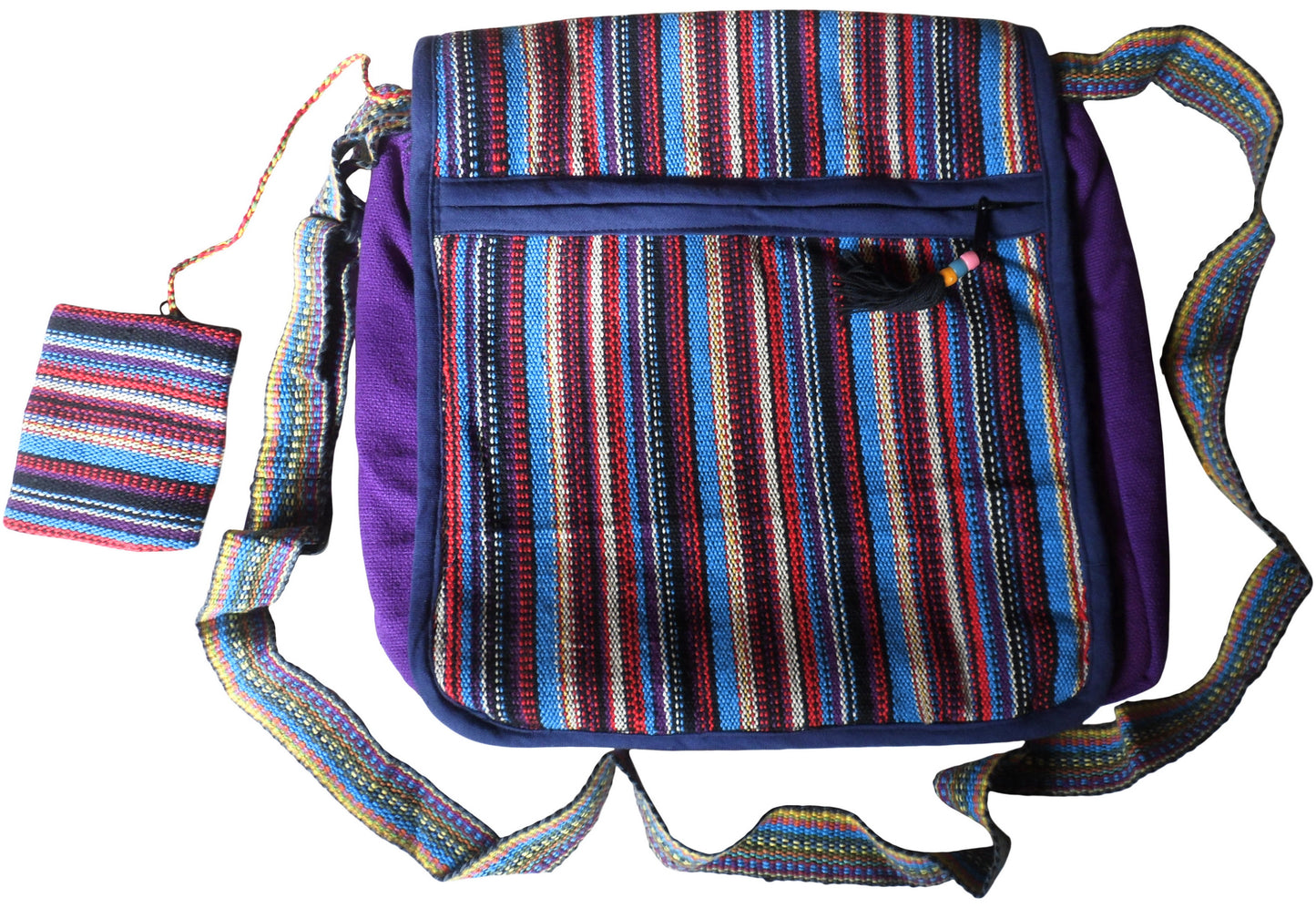 Fair Trade Cotton Gheri Beach Travel Hippy Boho Shoulder Bag & Coin Purse