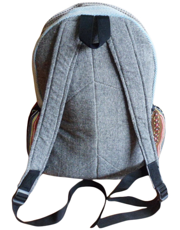 Fair Trade Cotton & Hemp Gheri Weave Hippy Boho Backpack Rucksack Travel Bag