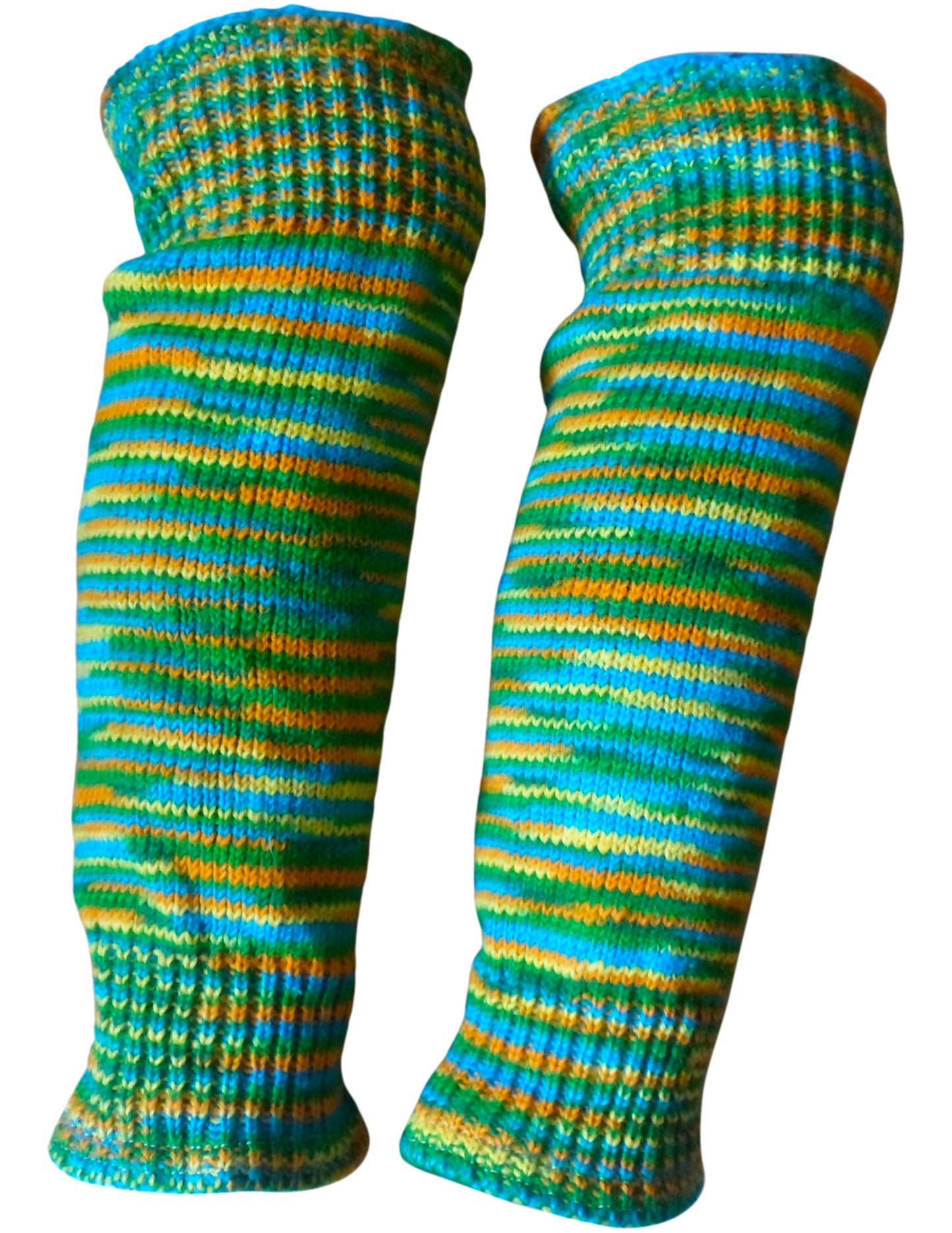 Fair Trade Wool & Fleece Lining Boho Slouch Hand Knit Leg Warmers Dance Ballet or Boot Toppers