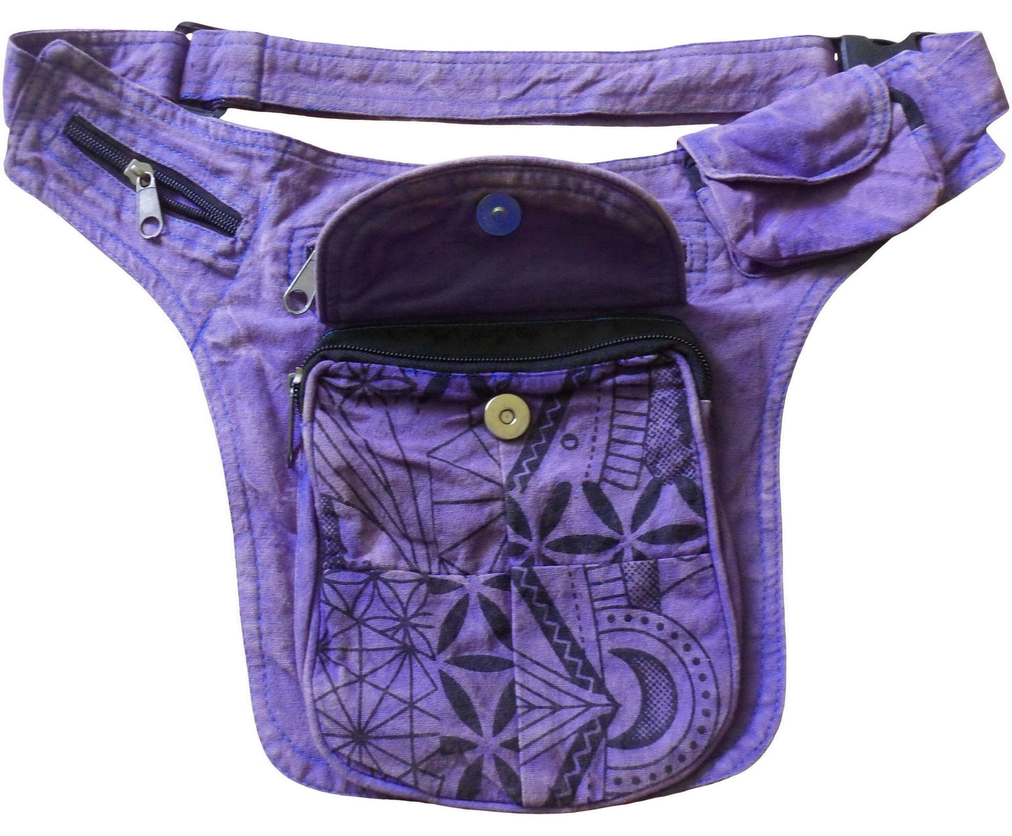 Fair Trade Cotton Printed Boho Utility Bum Bag Waist Pack Money/Travel Belt