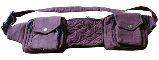 Main image - 100% Cotton Utility Travel Belt. The Strap has a buckle fastening with slider to lengthen or shorten the Belt. Features: 100% good quality heavy duty cotton. 1/2 Lined Pockets with fine padding. 8 pockets in total with zip fastenings. The largest stepped pockets have a press stud & flap fastening for further security. 1 of the pockets is concealed at the back of the belt. Great for Outdoor Events, Festivals, Fishing, Tourism & Travel.