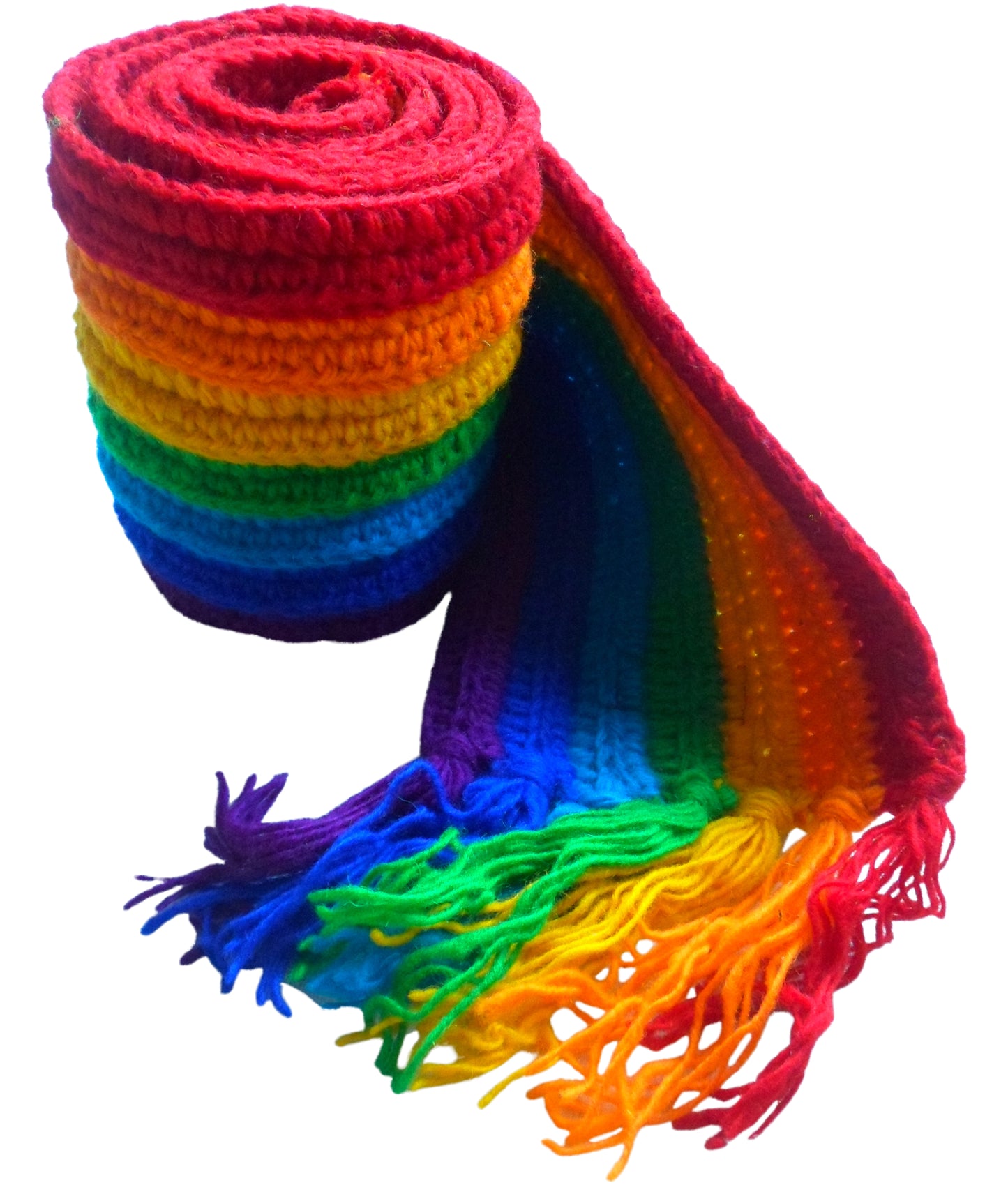 Fair Trade Nepalese Hippy Boho Rainbow Wool Festival Scarf Vertical Stripe