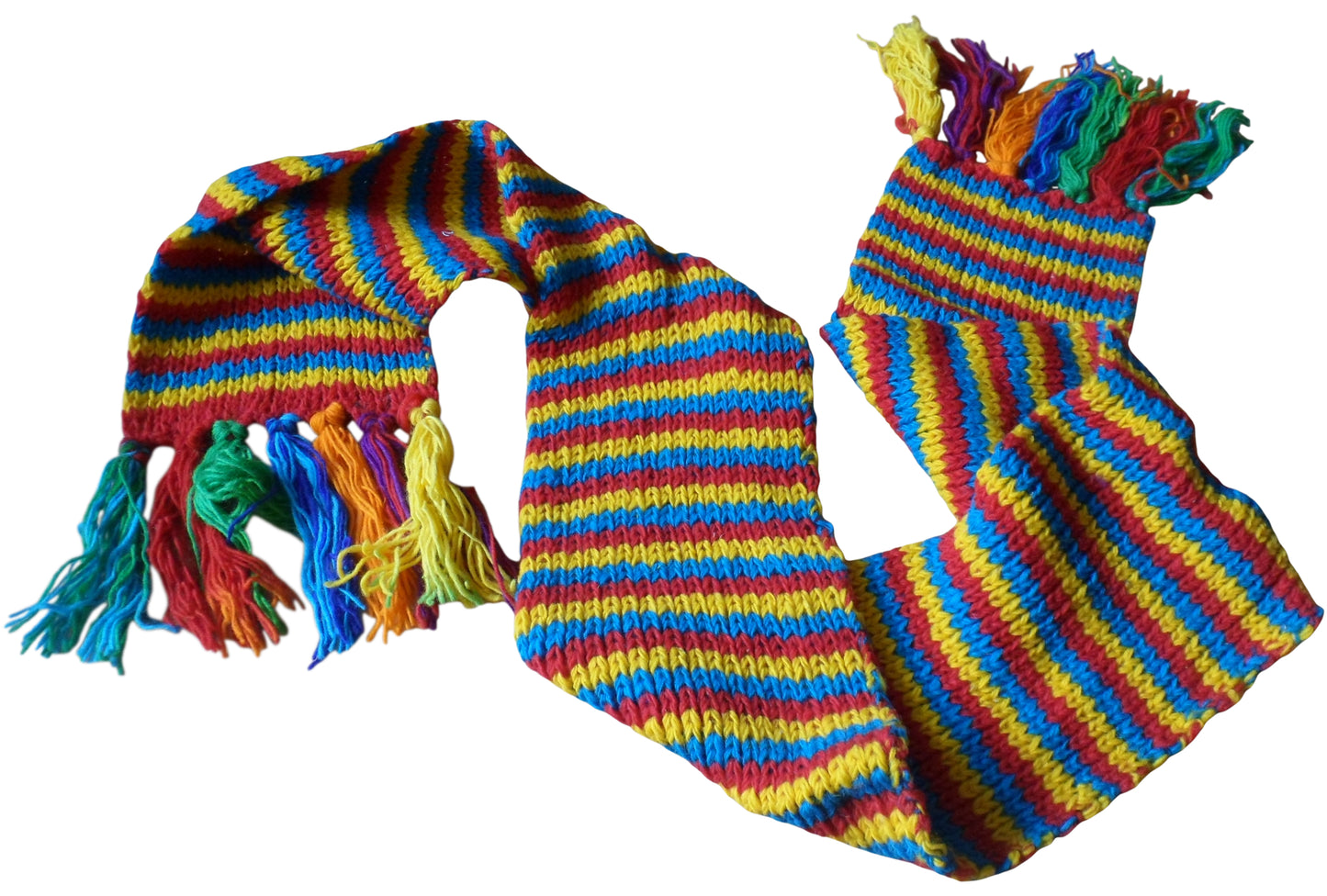 Fair Trade Nepalese Hippy Boho Multicolour Wool Striped Festival Scarf